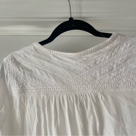 Lucky Brand white embroidered 3/4 sleeve top size Large - Picture 3 of 7